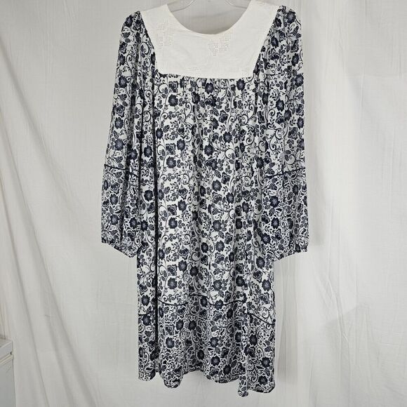 One September Anthropologie Coquille Blue Floral Embroidered Women's Size Xl - Picture 1 of 9